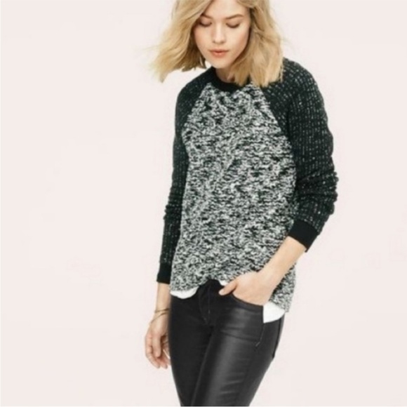 Lou & Grey Raglan Sleeve Grey and Black Sweater - Picture 1 of 11